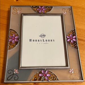 Hobby Lobby Silver Frame with Purple Floral Accents